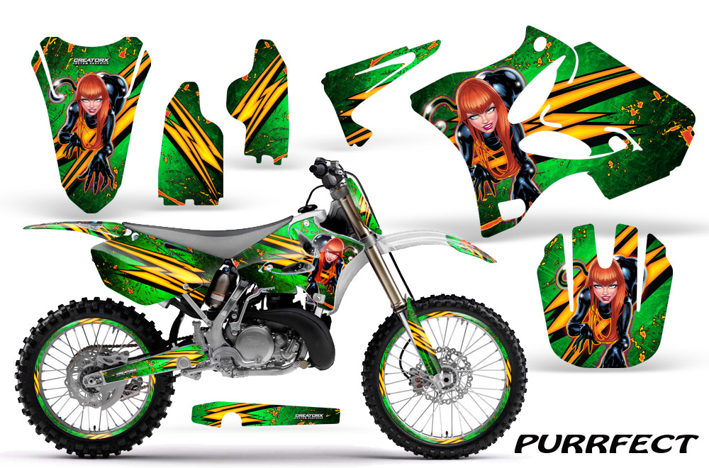 Yamaha YZ125-YZ250 02-12 Graphics Kit Purrfect Green NP Rims